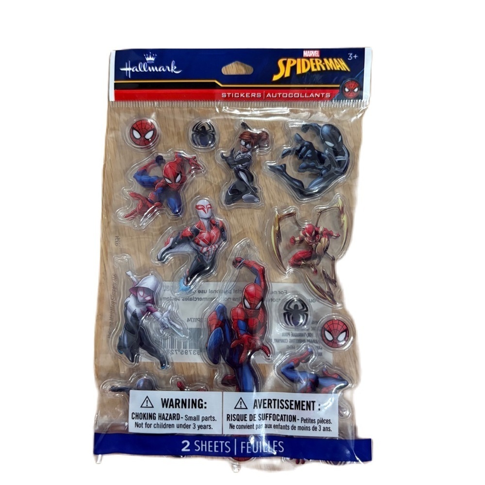 Hallmark Spider-Man Action Stickers - Red, Black, Blue Puffy Puff NEW